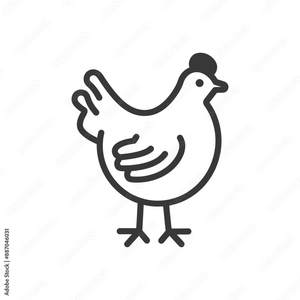 Simple Line Art Illustration of a Domestic Hen Simple Line Art Illustration of a Domestic Hen