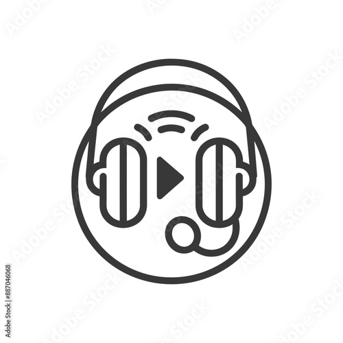 Podcast Headset Icon: Audio Streaming & Support Symbol