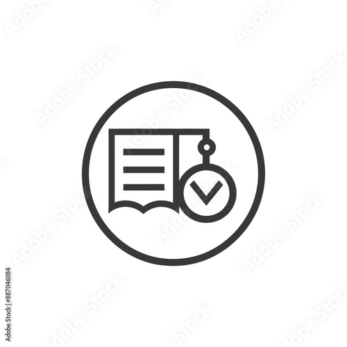 Verified Document Icon: Open Book with Checkmark in Circle