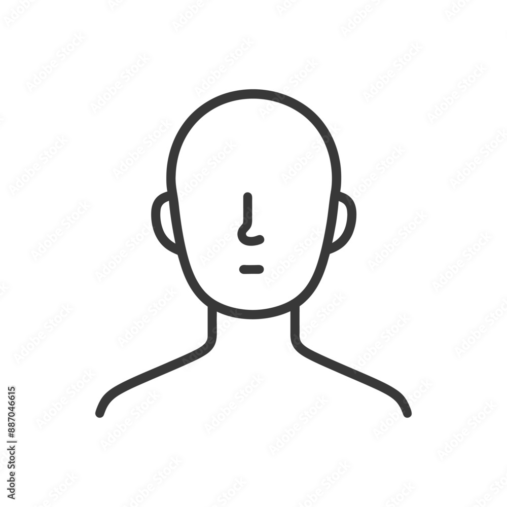 Obraz premium Minimalist Line Art: Generic Bald Head and Shoulders Icon