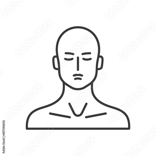 Serene Bald Head and Neck Anatomy Line Art Icon