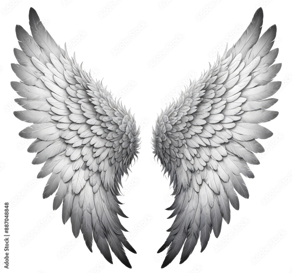 Grey angel wings on a transparent background Grey angel wings on a transparent background