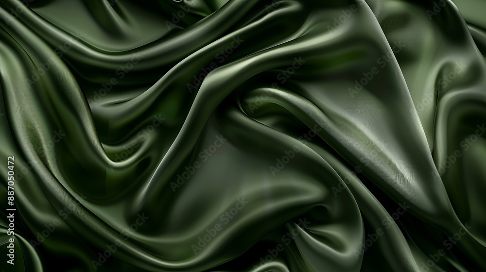 Fototapeta premium Gradient greenbrown silk satin background Olivecolored luxury abstract backdrop suitable for design and text placement Varied light and dark shades