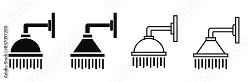 Set of Shower head icon collection. Shower in outline or line and flat style  symbol. Vector Illustration.