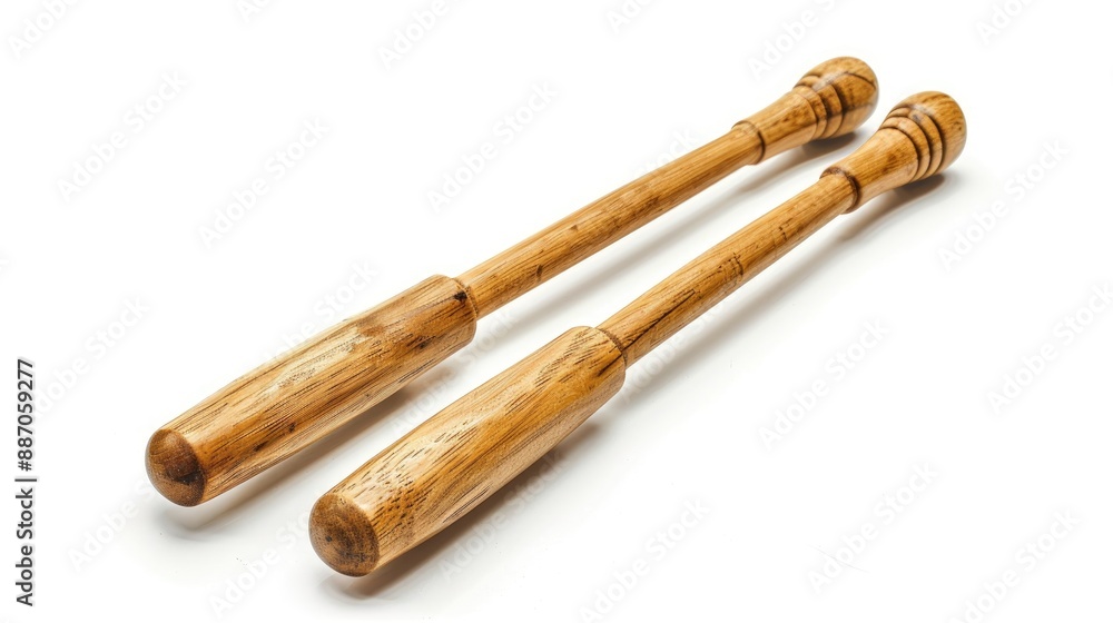 Wooden drumsticks on white background isolated musical tool Wooden drumsticks on white background isolated musical tool