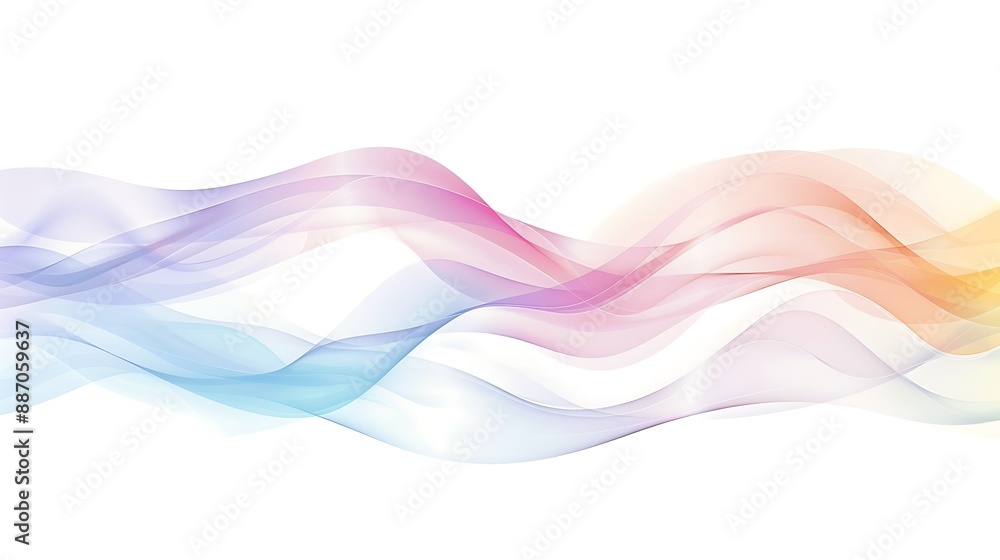 Fototapeta premium Subtle pastel gradient spectrum line waves with a minimalist design on white