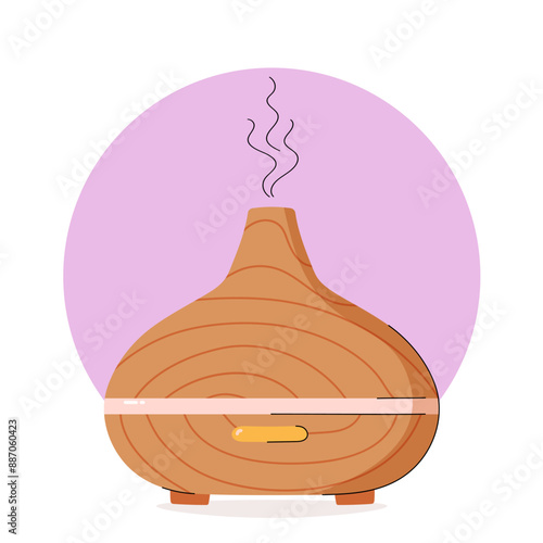 Minimalistic electric aroma diffuser. Healthy lifestyle, selfcare, aromatherapy. Modern aesthetic. Hand drawn style. Perfect for promoting wellness, beauty industry, relaxation, spa-themed project.