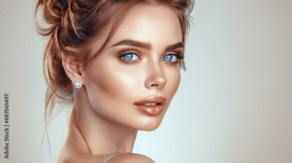 Beautiful Woman Facial Model: Skincare and Makeup Commercial - Glamour Lady Beautiful Woman Facial Model: Skincare and Makeup Commercial - Glamour Lady