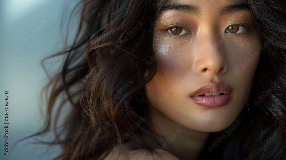 Close Up Portrait of Woman With Long Brown Hair and Natural Makeup Close Up Portrait of Woman With Long Brown Hair and Natural Makeup