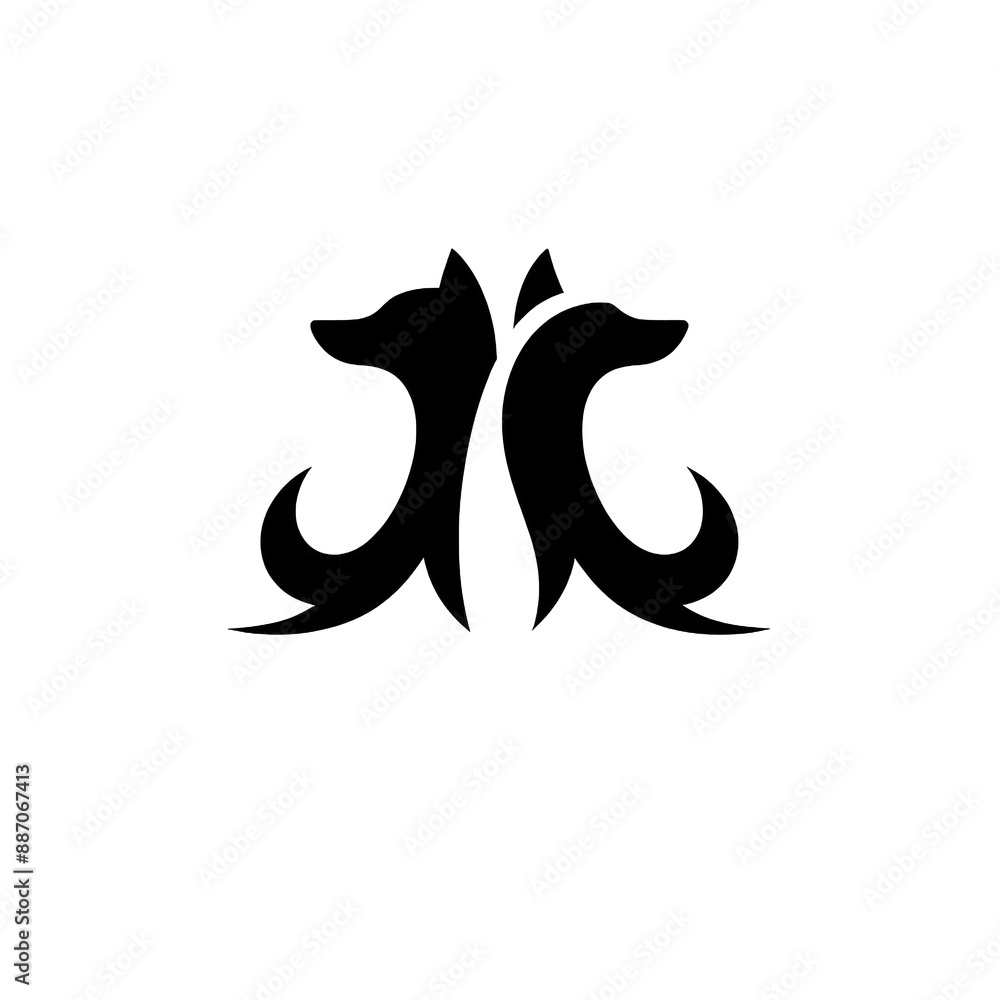 Minimalist dogs silhouette logo on white background