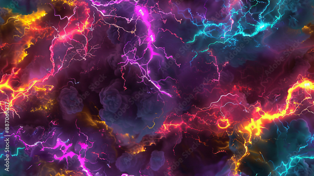 Obraz premium Seamless pattern of vibrant lightning storm background