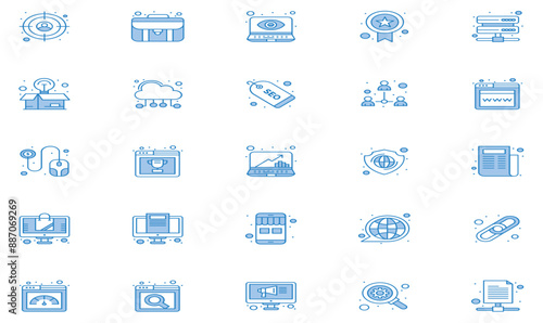 WArtificial Intelligence Icons set. Solid icon collection. Vector graphic elements, Icon Symbol, Artificial Intelligence, Technology,