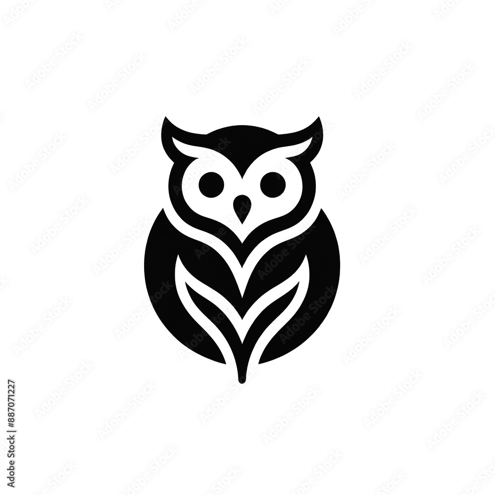 Fototapeta premium Minimalist owl silhouette logo on white background