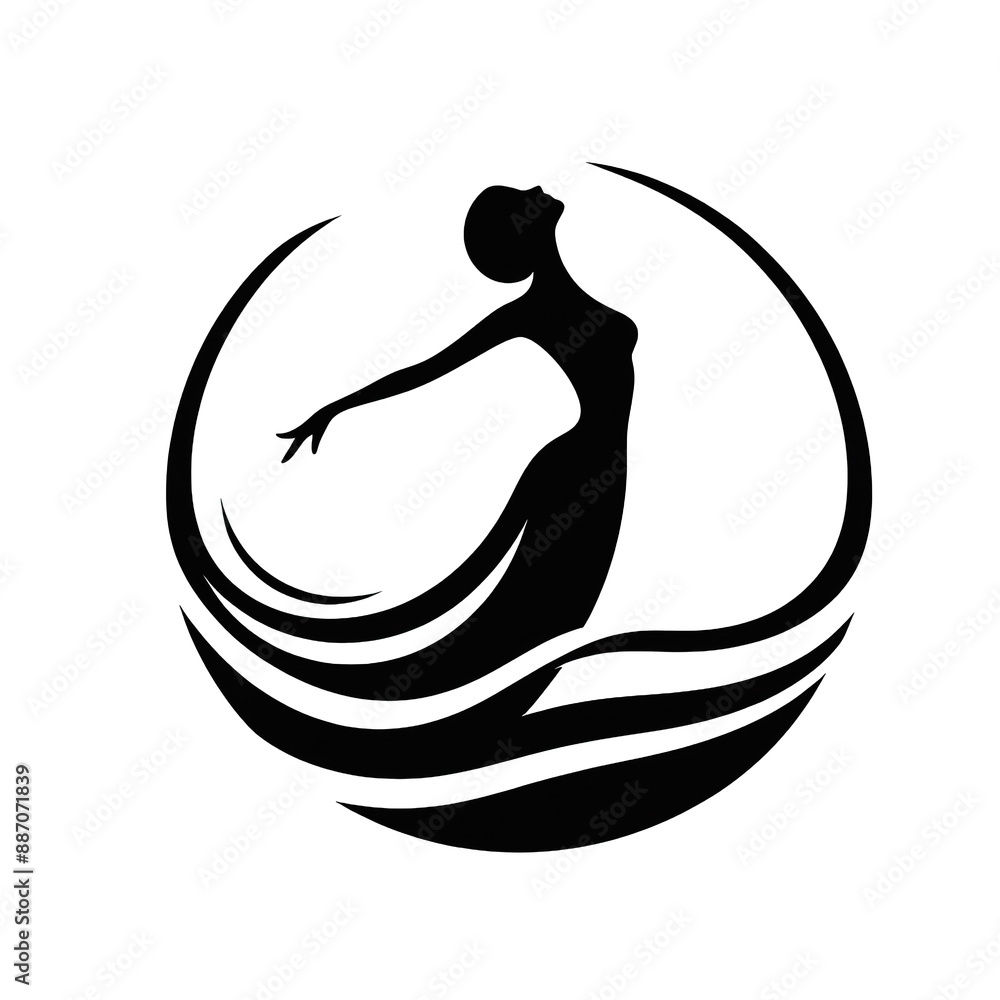Obraz premium Minimalist woman silhouette logo on white background