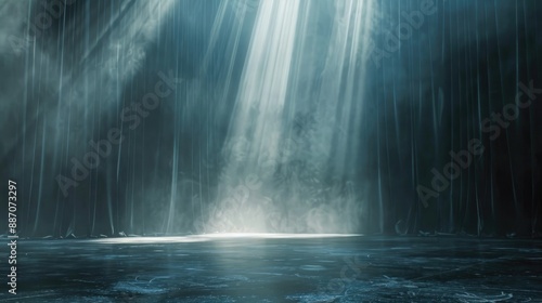 Empty stage with light beam close up