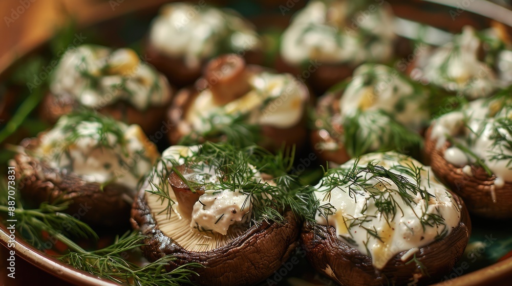 Staffed Mushrooms with fresh dill cheese and sour cream Staffed Mushrooms with fresh dill cheese and sour cream
