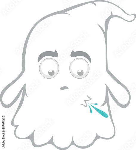 vector illustration character ghost cartoon, spitting saliva
