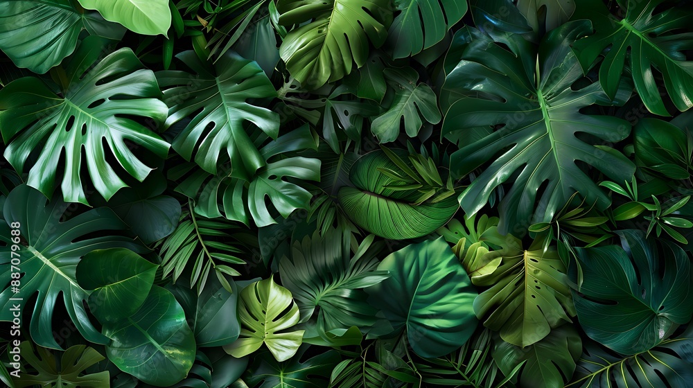 Tropical jungle foliage a lush green botanical pattern Tropical jungle foliage a lush green botanical pattern