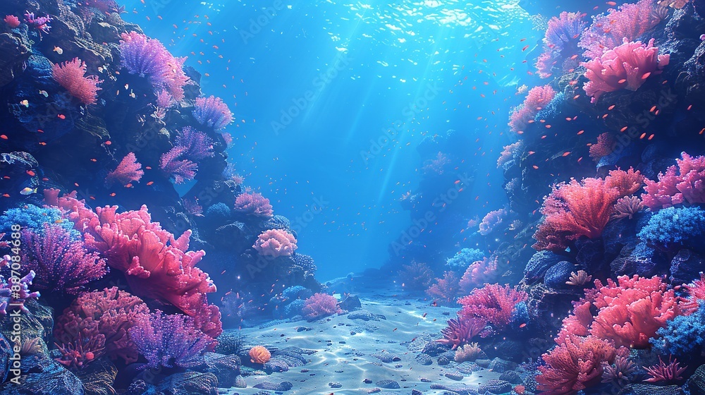 Obraz premium Underwater coral reef in the ocean.
