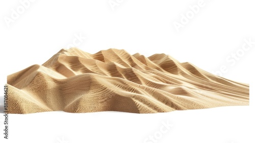 A three-dimensional representation of a mountain range with varying elevations and textures