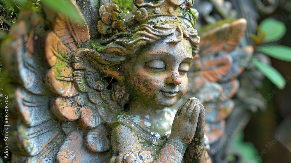 Fairy statue detail in temple for religious worship Fairy statue detail in temple for religious worship