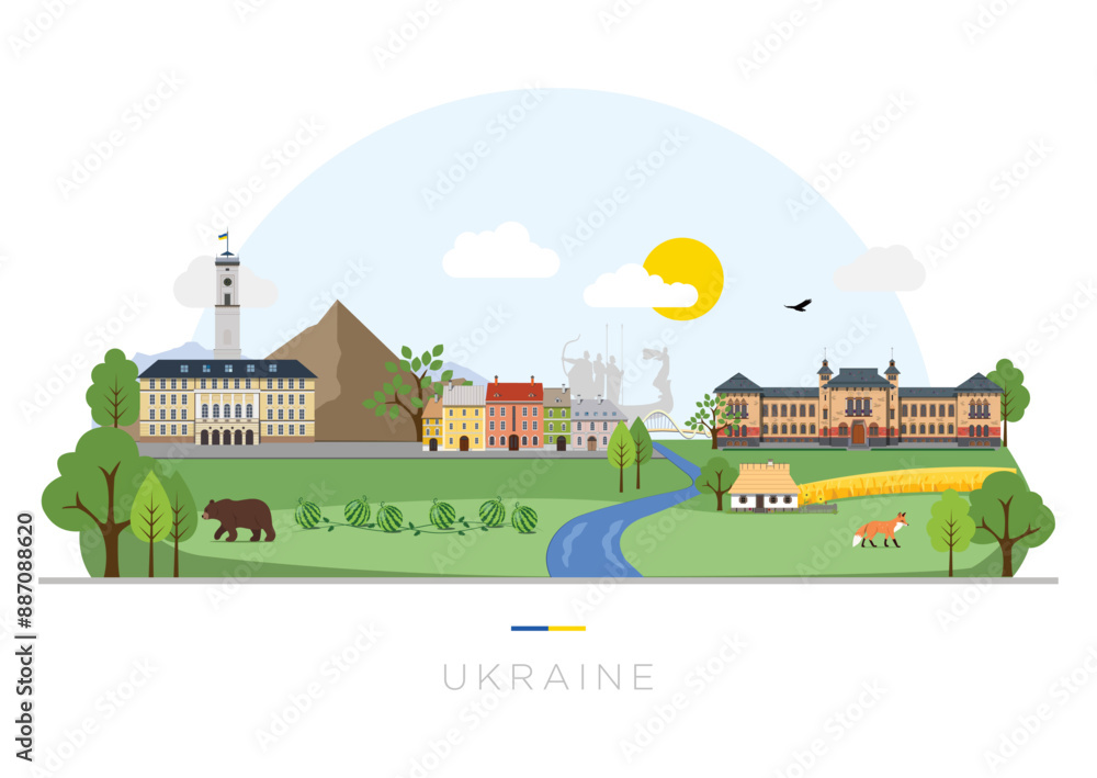Ukraine. Landmarks of Ukraine. tourist postcard. Ukraine. Landmarks of Ukraine. tourist postcard.