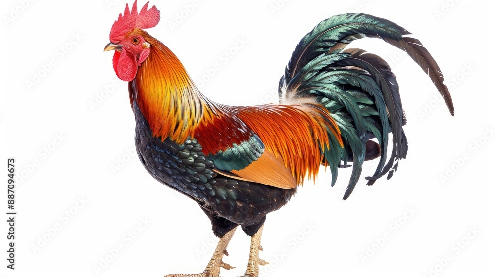 Fototapeta premium Isolated rooster on a white background