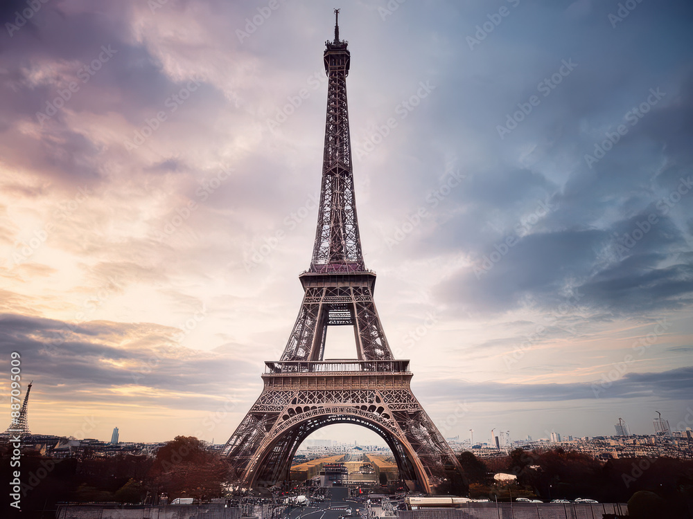 Fototapeta premium Eiffel tower at sunset