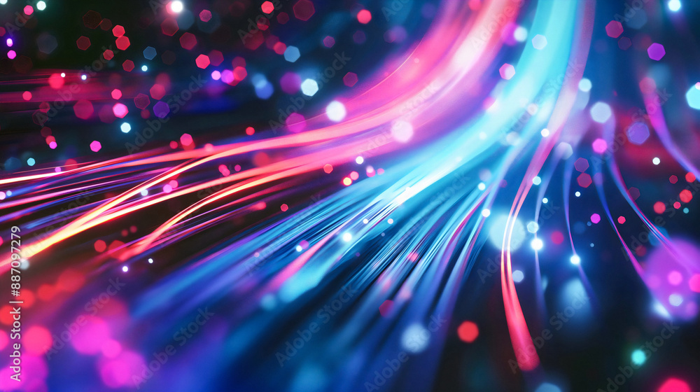Blurred fiber optics strings in abstract background Blurred fiber optics strings in abstract background