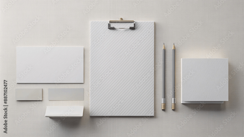 corporate business office stationery set mockup at white textured, billboard clipboard blank sheet corporate business office stationery set mockup at white textured, billboard clipboard blank sheet