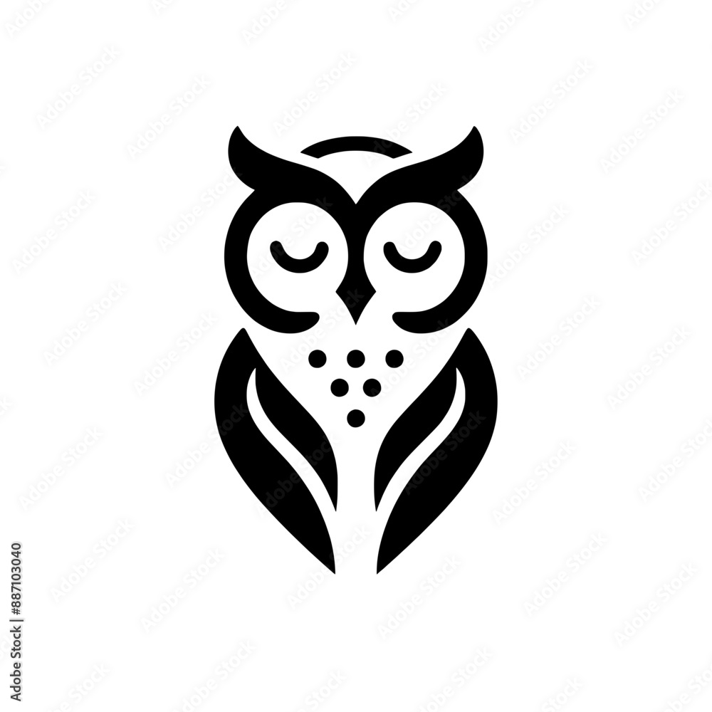 Fototapeta premium Minimalistic Owl Logo Design - Black and White SVG Generative AI