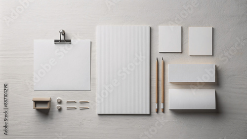 Wallpaper Mural corporate desk with business office set mockup at white clipboard blank sheet Torontodigital.ca