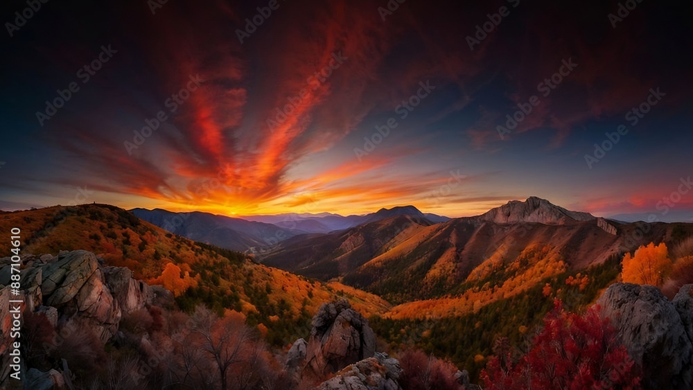 Fototapeta premium sunset over the mountains