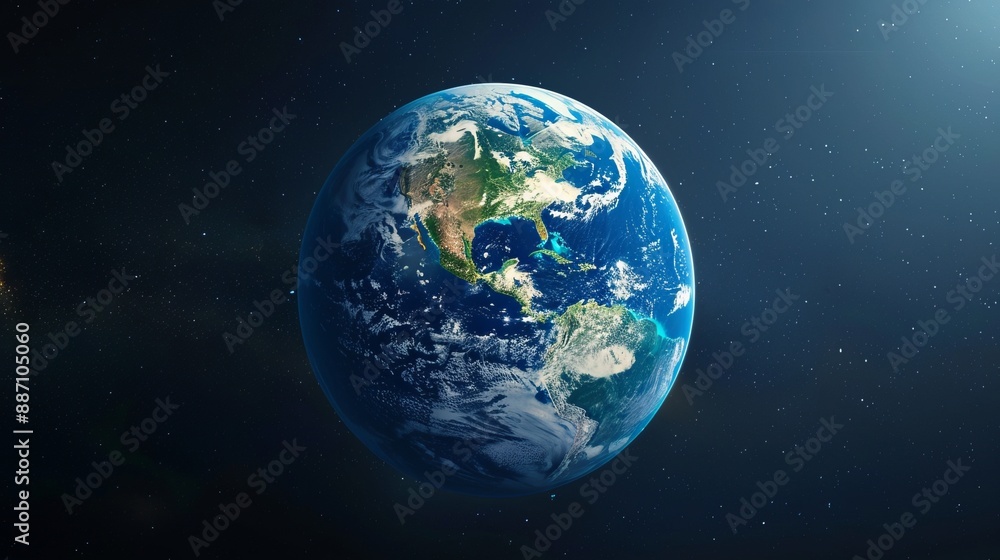 A majestic full view of the Earth from outer space, set against a dark, starry background, highlighting the planet's beauty and the infinite expanse of the cosmos. A majestic full view of the Earth from outer space, set against a dark, starry background, highlighting the planet's beauty and the infinite expanse of the cosmos.