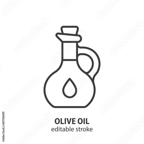 Olive oil bottle line icon. Symbol olive oil vector illustration. Editable stroke.