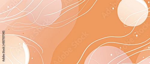 Abstract line art, peach background, space between elements, simplicity.