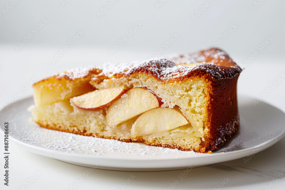 Slice of Apple Cake with Sugar Powder Slice of Apple Cake with Sugar Powder