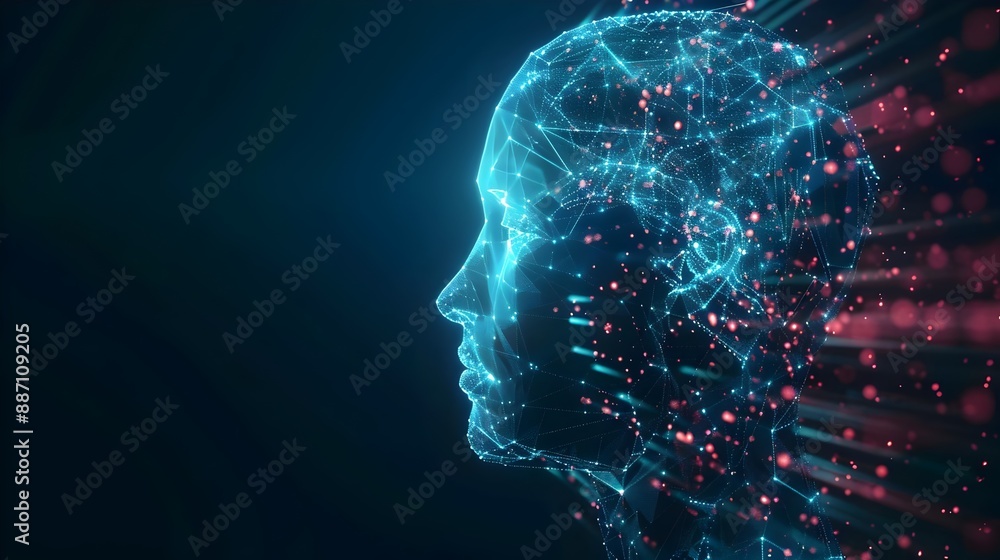 Futuristic background. head with binary code. Futuristic background. head with binary code.