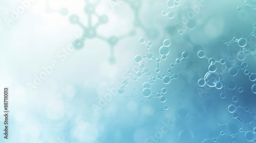 An abstract medical background with a gradient from white to light blue, overlaid with detailed molecular structure