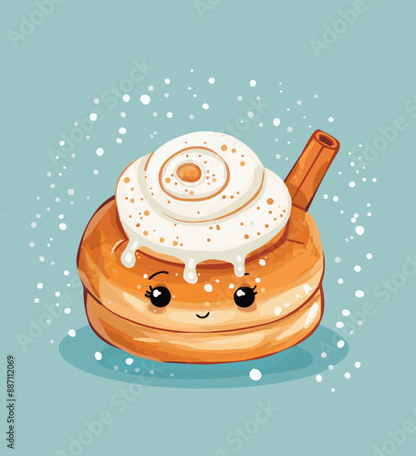 Cute Cartoon Cinnamon Roll ...