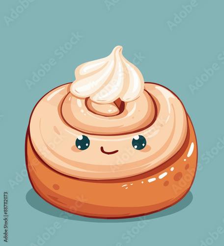 Cute Cartoon Cinnamon Roll Food Character