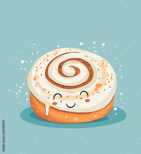 Cute Cartoon Cinnamon Roll Food Character