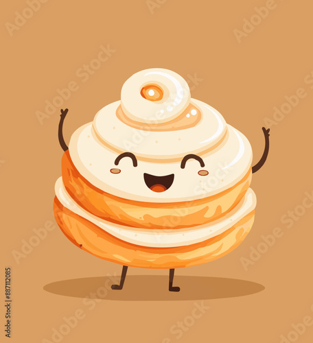 Cute Cartoon Cinnamon Roll ...