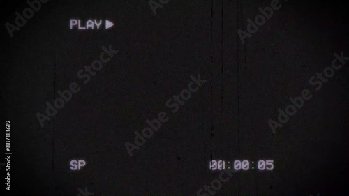 Old VHS play tape damaged overlay effect ,bad quality noise visual effect . Vintage background footage