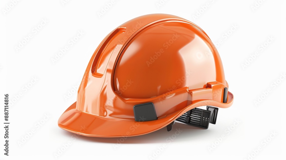 An orange safety helmet designed with adjustable straps, offering a front view. Essential for construction safety, it combines durability and ergonomic design. An orange safety helmet designed with adjustable straps, offering a front view. Essential for construction safety, it combines durability and ergonomic design.