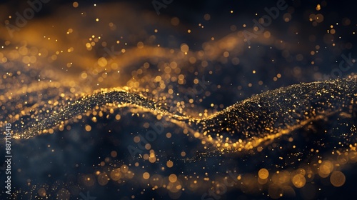 Wallpaper Mural A beautiful visualization of glittering waves formed by golden particles, creating an elegant and magical abstract design that captivates the viewer with its beauty. Torontodigital.ca