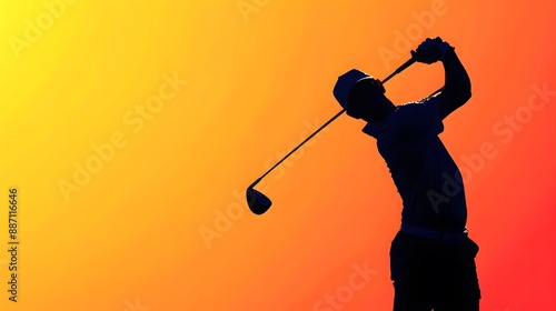 Golfer Silhouette showcasing his swing on Bright Background