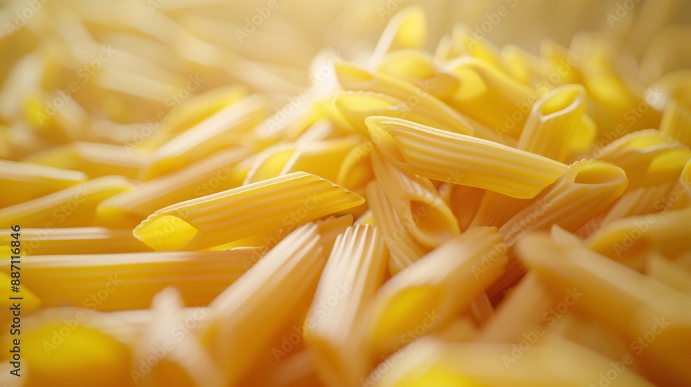 Raw pasta on a dish with a soft-focus background. Raw pasta on a dish with a soft-focus background.