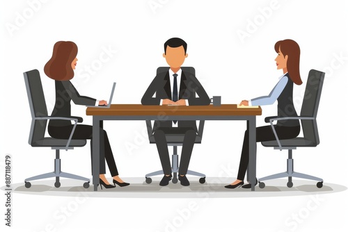 Cartoon illustration of a business meeting with diverse participants, emphasizing unity and collaboration.