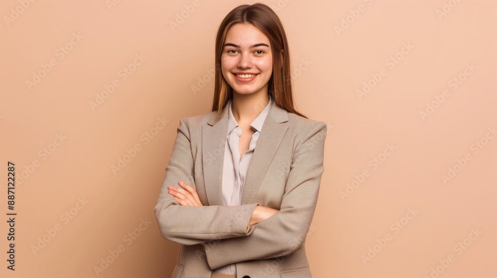 Young German Businesswoman Standing with Confidence, Ideal for Corporate Design and Professional Portfolios Young German Businesswoman Standing with Confidence, Ideal for Corporate Design and Professional Portfolios